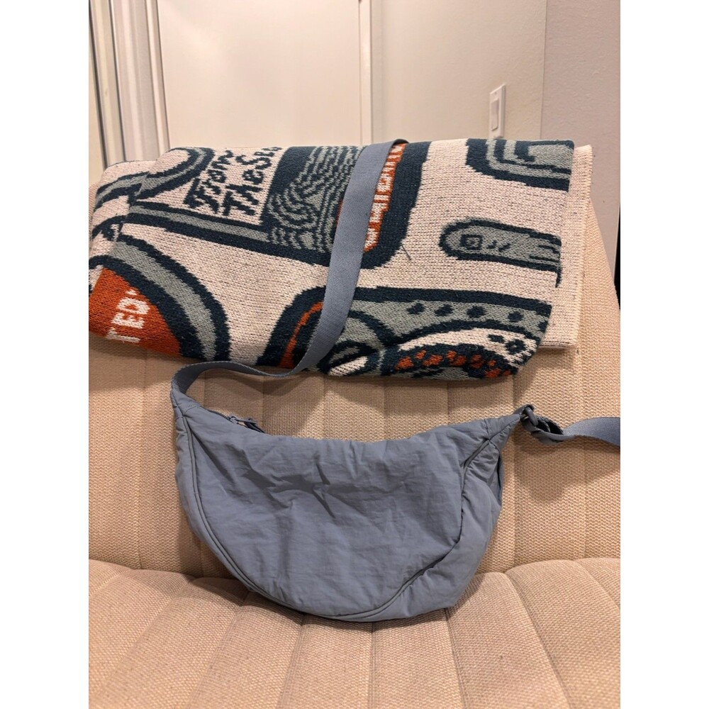 Uniqlo Crossbody Bag Purse 12x6” Light Blue Color Lightweight Crescent
